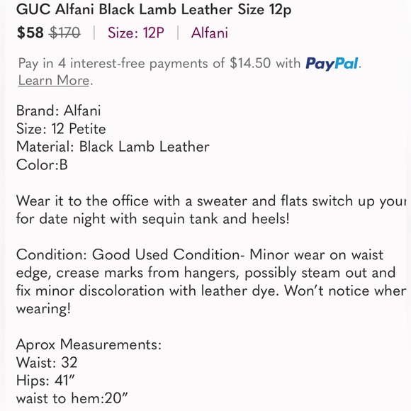 GUC Alfani Black Lamb Leather Size 12p - Picture 5 of 7